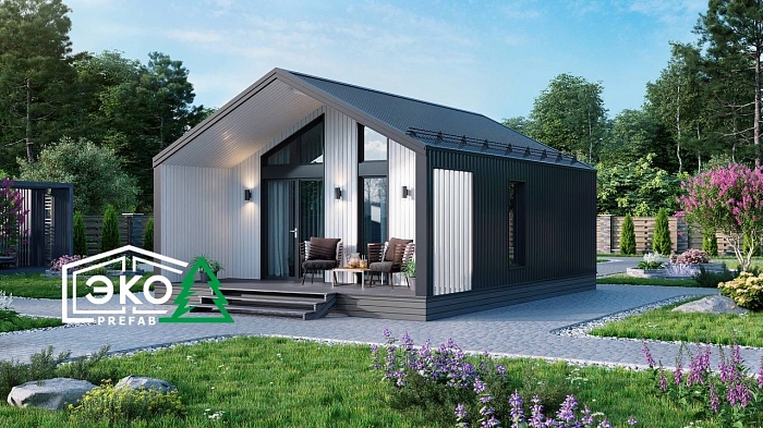 Каркасный дом БАРНХАУС 6х8м по PREFAB технологии