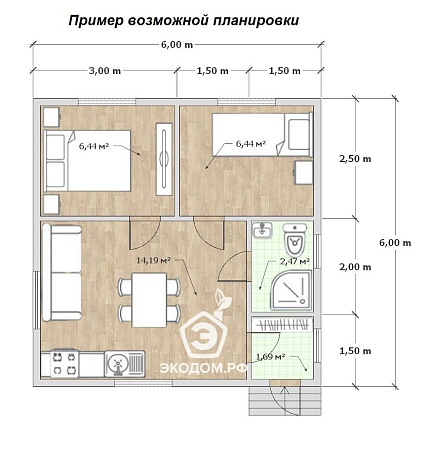 КАРКАСНЫЙ ДОМ 6х6м "ПОД КЛЮЧ"